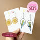 $59 Set: Sunflower Gold & Budgie Blue Yellow earring set
