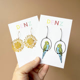 $59 Set: Sunflower Gold & Budgie Blue Yellow earring set