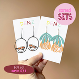 $69 Set: Zebra Finch & Protea Teal Orange earring set