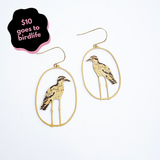 Bush Stone-Curlew earrings in Browns