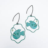 Anglerfish earrings in Teal & Mint