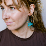 Anglerfish earrings in Teal & Mint
