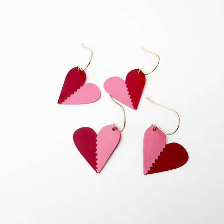 BFF Heart set of earrings in Pink & Red – denzandco