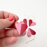 Mini BFF Heart set of earrings in Pink/Red
