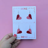Mini BFF Heart set of earrings in Pink/Red