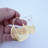 Basket dangle earrings in Gold