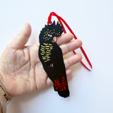 Red Tail Black Cockatoo Bookmark in Black, Red & Yellow