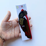 Red Tail Black Cockatoo Bookmark in Black, Red & Yellow