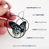 Butterfly earrings in Cairns Birdwing