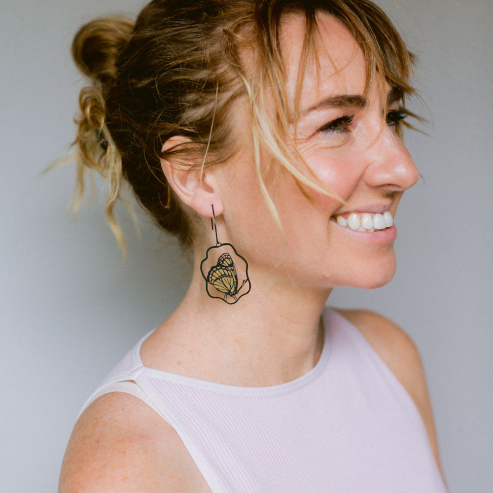 $59 Set: Monarch Butterfly & Luna Moth Gold earring set