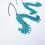 Caterpillar earrings in Blue, Red & Pink