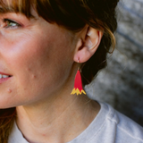 Christmas Bellflower earrings in Red & Yellow