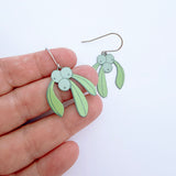 Christmas Mistletoe earrings in Green & Alabaster