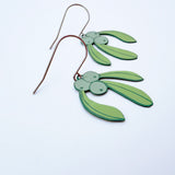 Christmas Mistletoe earrings in Green & Alabaster