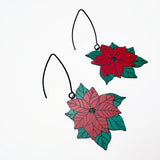 Christmas Poinsettia flower earring in Red & Green