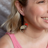 Christmas Possum earrings in Black, Brown & Red