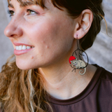 Christmas Possum earrings in Black, Brown & Red