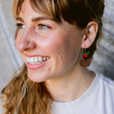Christmas Pudding earrings in Brown, Red & Green