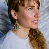 Christmas Tree dangle earrings in Green, Pink & Yellow