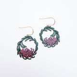 Christmas Wreath earrings in Grevillea