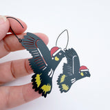 Christmas Yellow Tail Black Cockatoo earrings