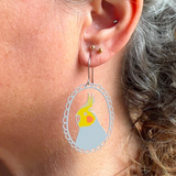 Cockatiel earrings in Grey, Yellow & Orange