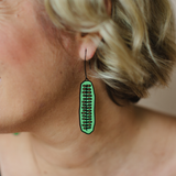 Cucumber Slice earrings in Black/Green