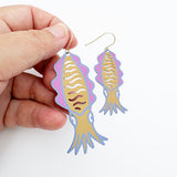 Cuttlefish earrings in Lilac, Orange & Pink
