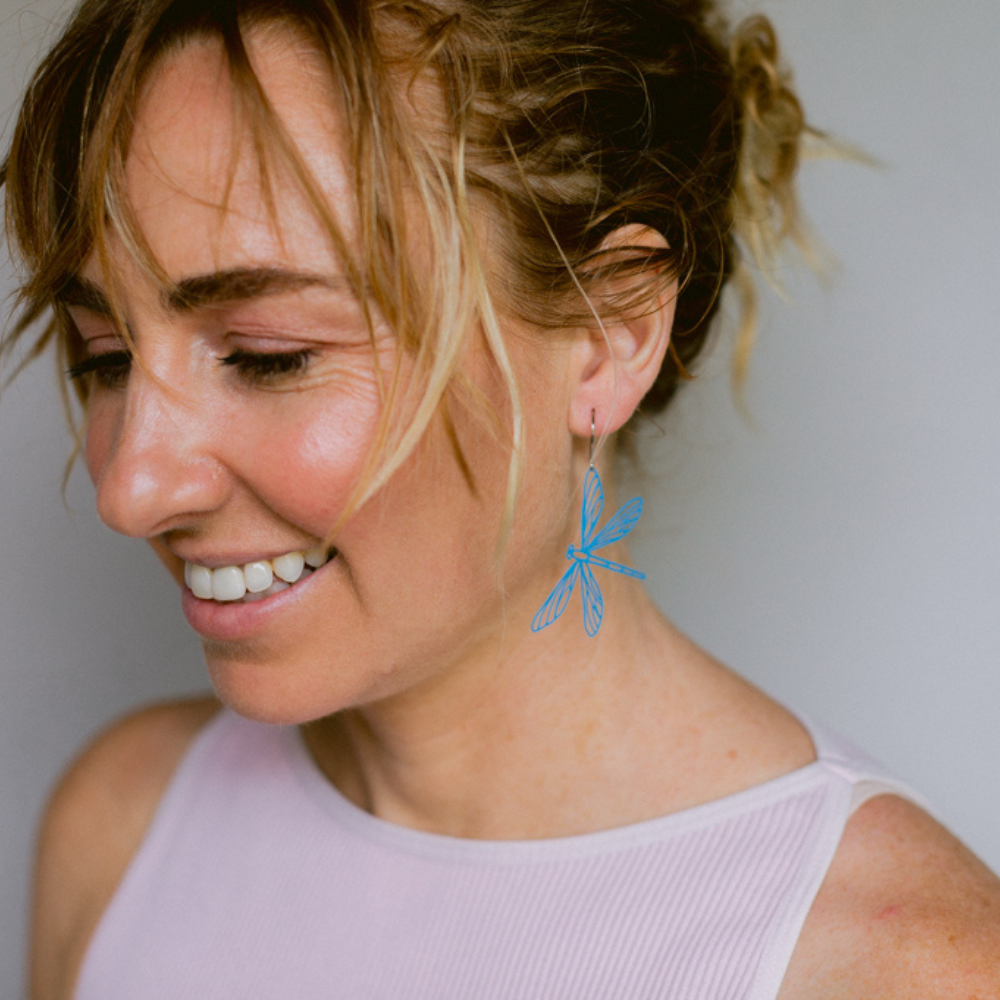 Dragonfly earrings in Blue