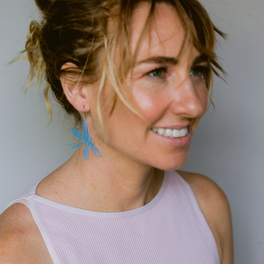 $59 Set: Dragonfly Blue & Snail Lilac Raspberry earring set