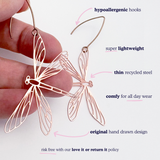 Dragonfly earrings in Rose Gold