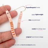 Earth Worm earrings in Peach