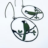 Eastern Whipbird earrings in Black, Khaki & White