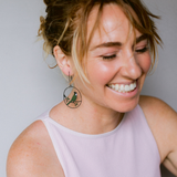 Eastern Whipbird earrings in Black, Khaki & White