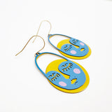 Eclipse Sun & Moon earrings in Blue & Yellow