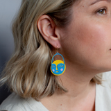 Eclipse Sun & Moon earrings in Blue & Yellow