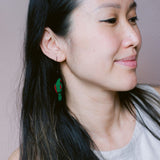 Eclectus mismatched pair earrings in Red/Blue/Green