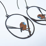 Emu Wren earrings in Black, Brown & Blue