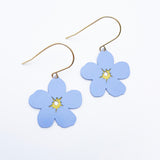 Mini Forget Me Not Flower earrings in Blue/Yellow