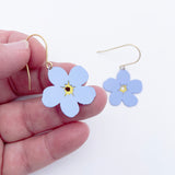 Mini Forget Me Not Flower earrings in Blue/Yellow