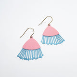 Midi Gum Blossom flower earrings in Coral & Sky
