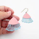 Midi Gum Blossom flower earrings in Coral & Sky