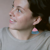 Midi Gum Blossom flower earrings in Coral & Sky