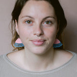 Midi Gum Blossom flower earrings in Coral & Sky