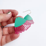 Midi Gum Blossom flower earrings in Green & Raspberry