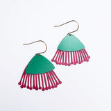 Midi Gum Blossom flower earrings in Green & Raspberry