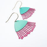 Midi Gum Blossom flower earrings in Green & Raspberry