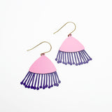 Midi Gum Blossom flower earrings in Musk Pink & Eggplant