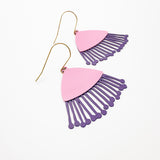 Midi Gum Blossom flower earrings in Musk Pink & Eggplant