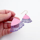 Midi Gum Blossom flower earrings in Musk Pink & Eggplant